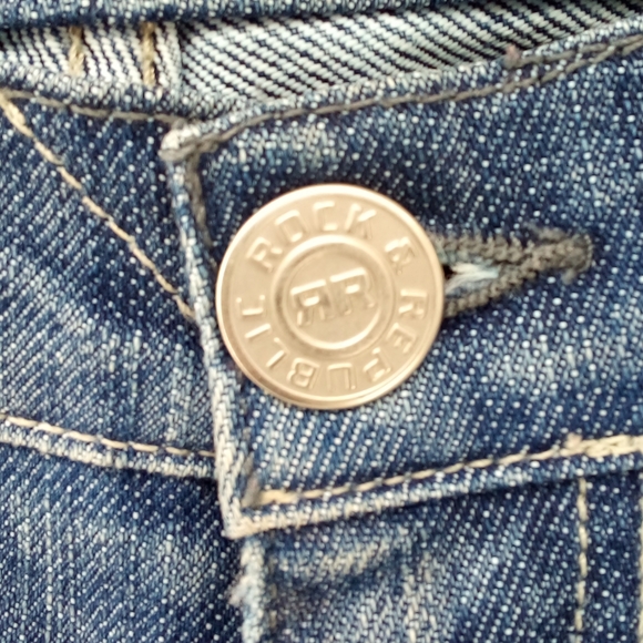 Rock & Republic Boot Cut Blue Jeans fleur de lis Jagger Cotton Blend Retro 27 - Picture 3 of 11
